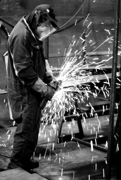Lean manufacturing floor showing organized workplace and process improvement